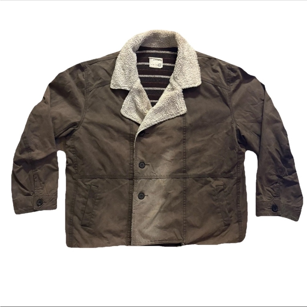 Billy Reid Waxed Cotton Shearling Flannel Lined Jacket Sz XXL Faded